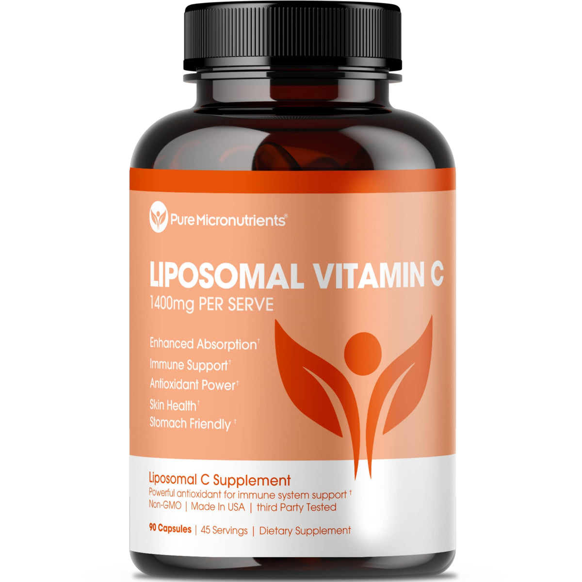 Pure Micronutrients liposomales Vitamina C 1400 mg en cápsulas, absorción potencial.