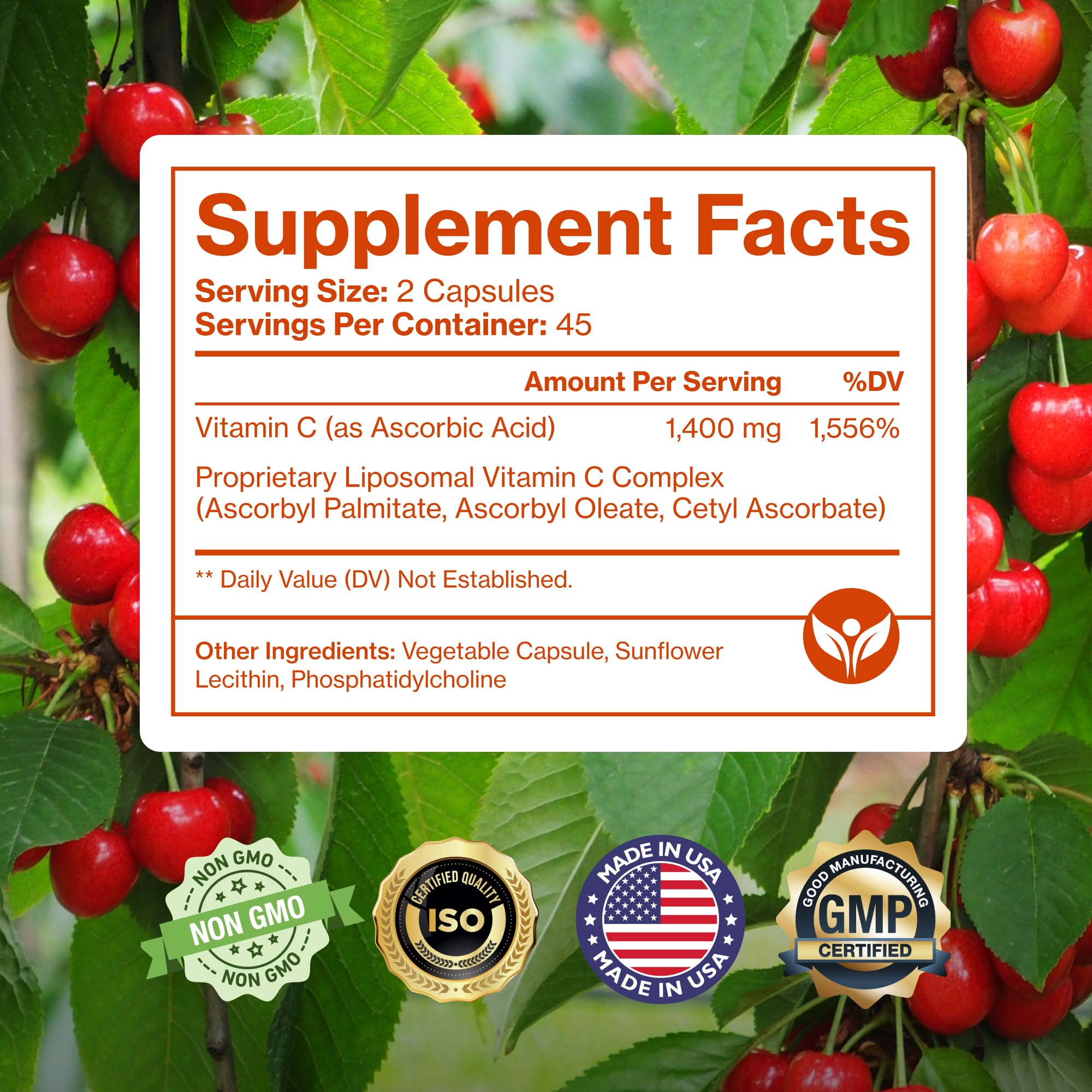 Pure Micronutrients liposomales Vitamina C 1400 mg dosis diaria segura.