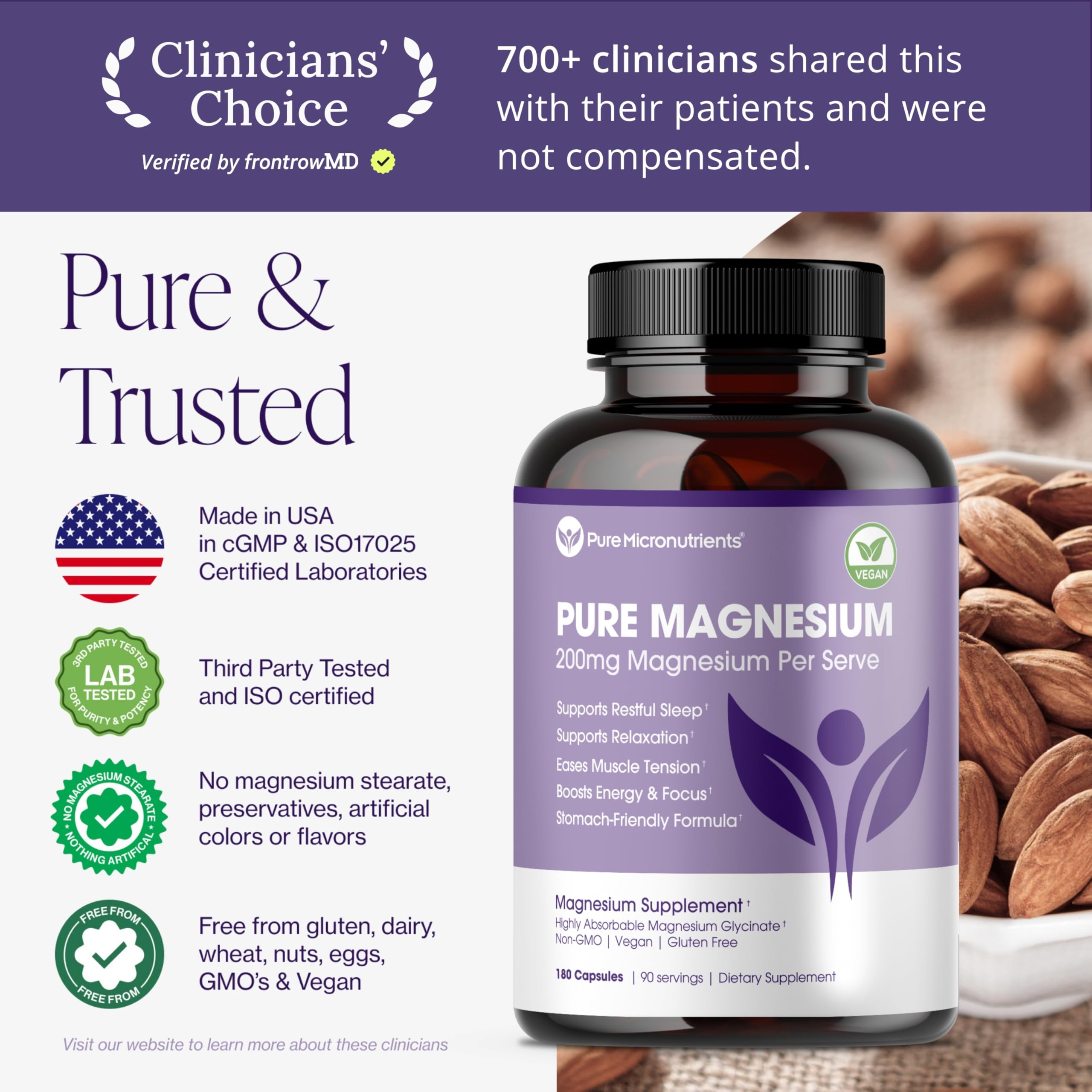 Pure Micronutrients magnesio glicinato dosis: fácil dosificación para mantener niveles diarios.