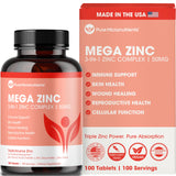 Pure Micronutrients Mega Zinc, caja de 50 mg para uso diario y práctico.