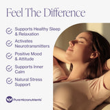 Pure Micronutrients botellas de 5-HTP GABA para relajación nocturna y ánimo estable.