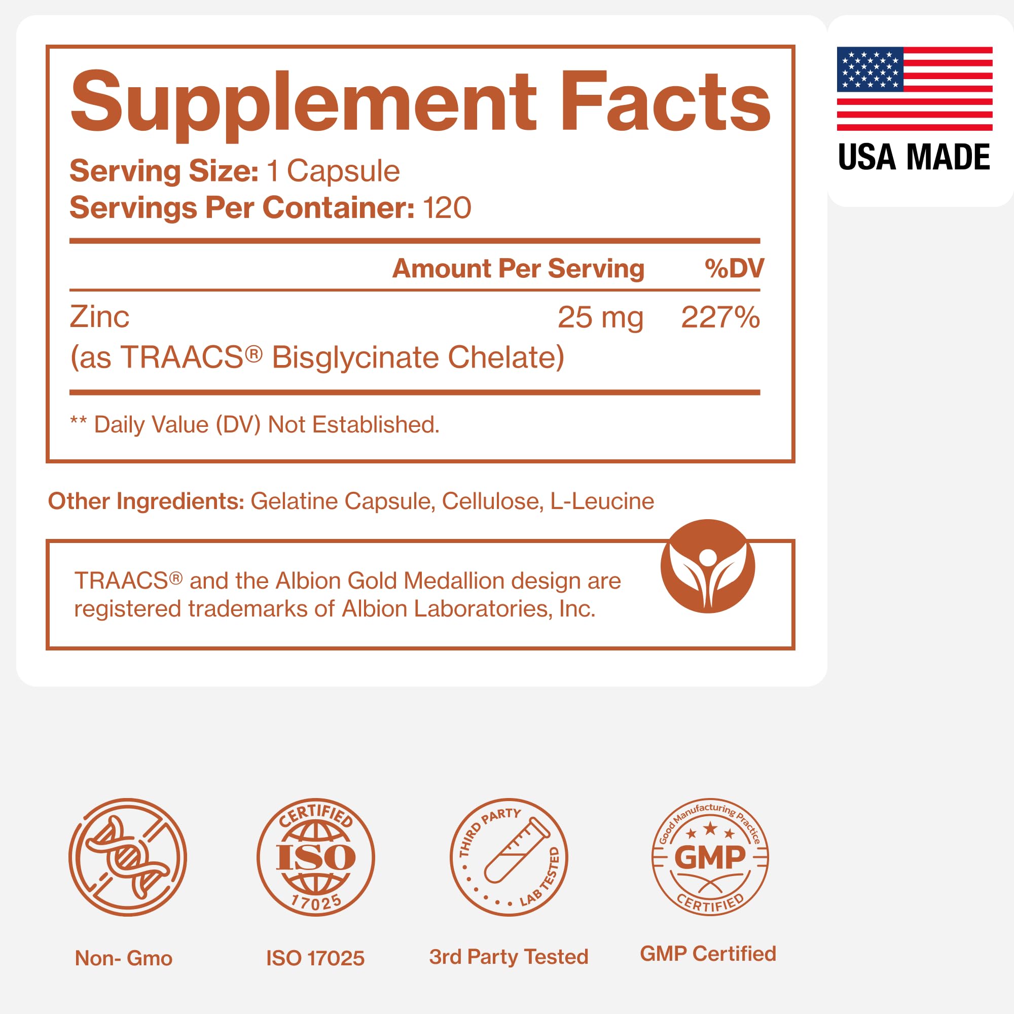 Cápsula de Zinc 25 mg Pure Micronutrients en mano para uso diario.