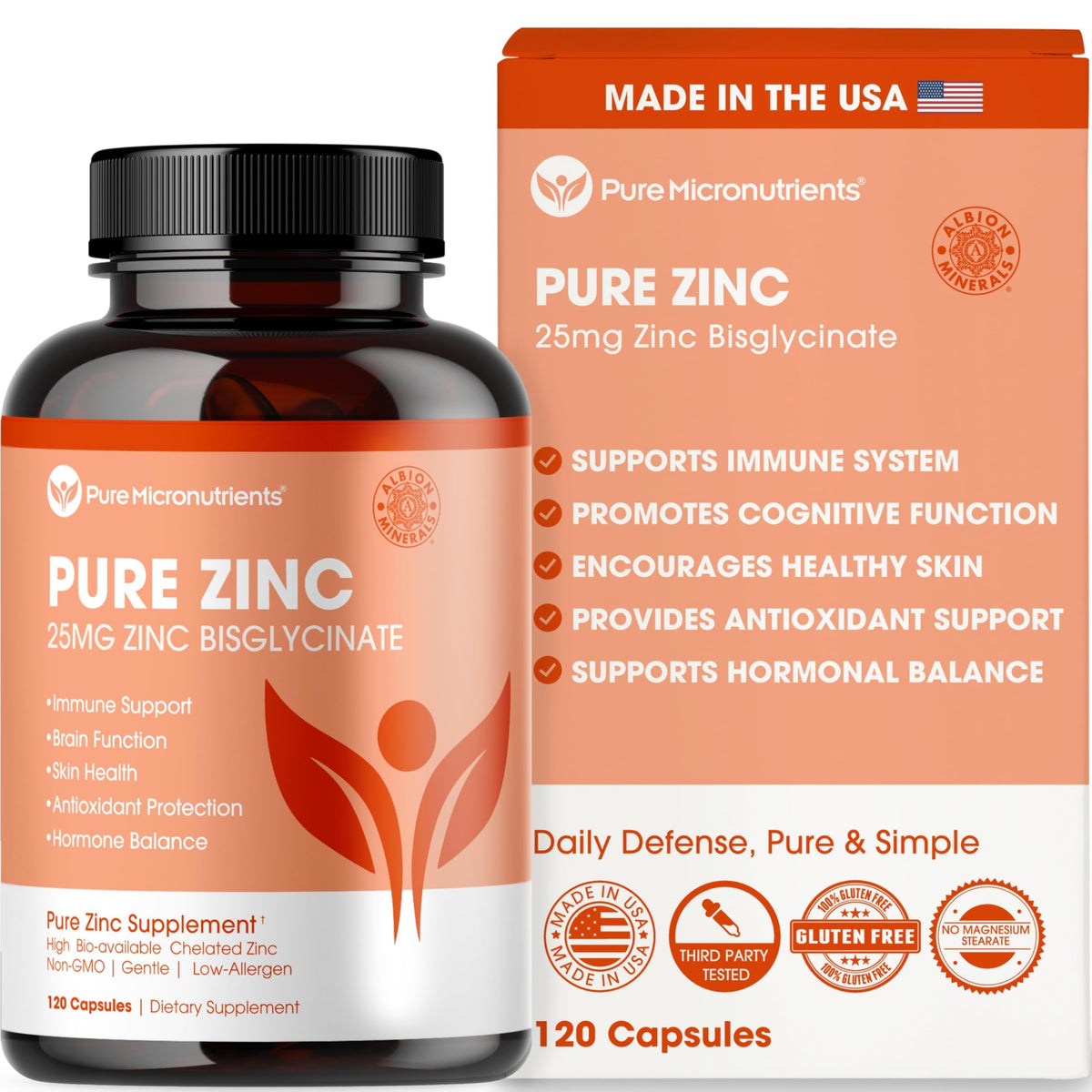 Pure Micronutrients Zinc 25 mg, cápsula, apoyo diario al sistema inmunitario.