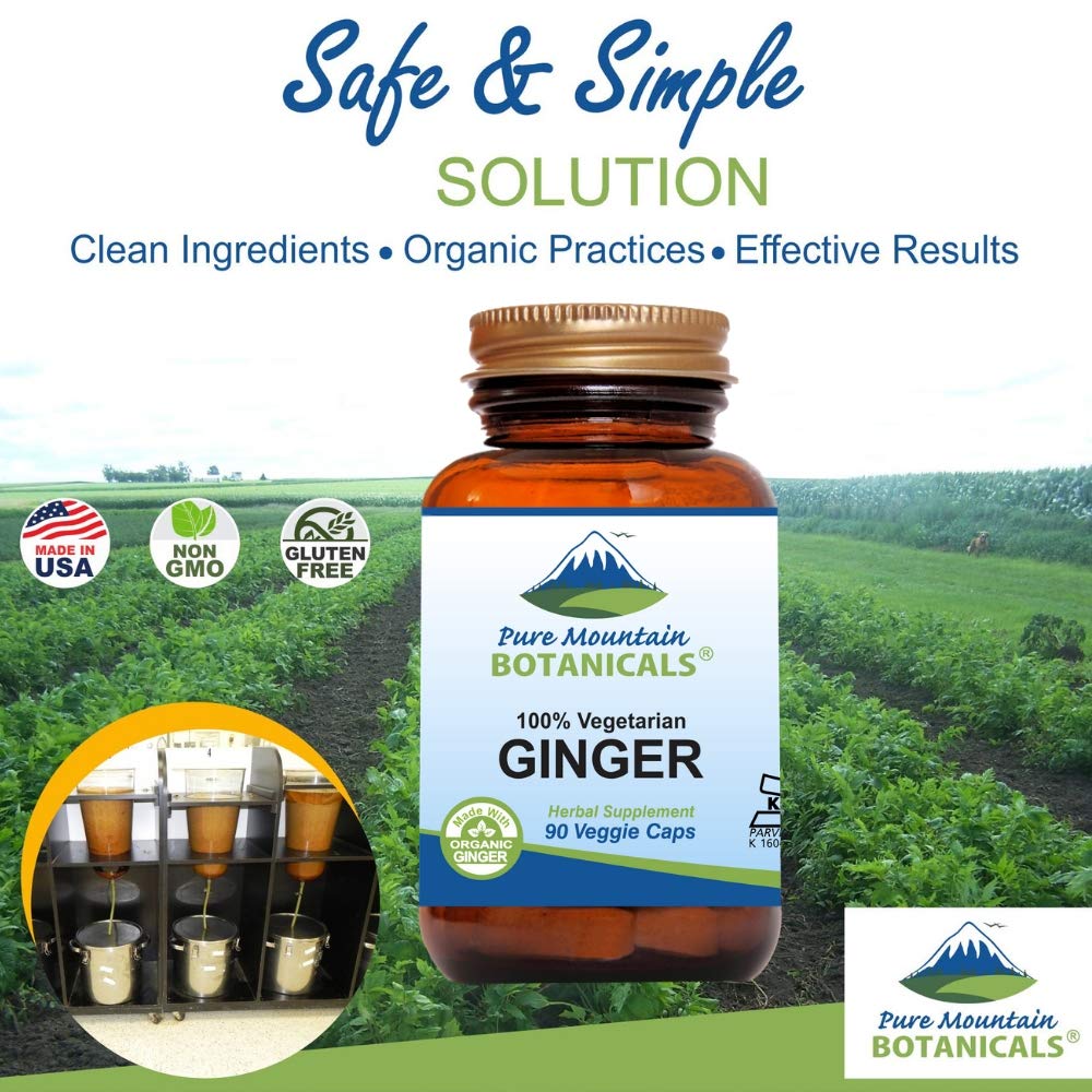 Pure Mountain Botanicals cápsulas sin aditivos con jengibre natural