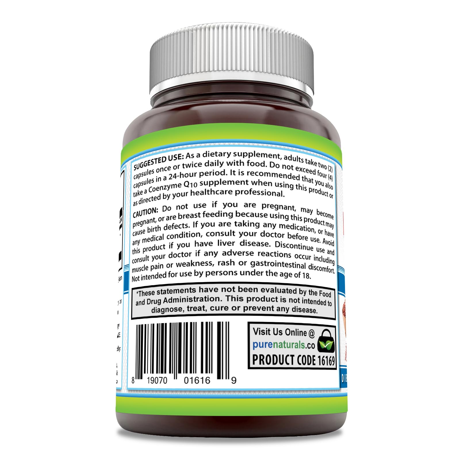 Pure Naturals Arroz de Levadura Roja etiqueta para referencia de porciones