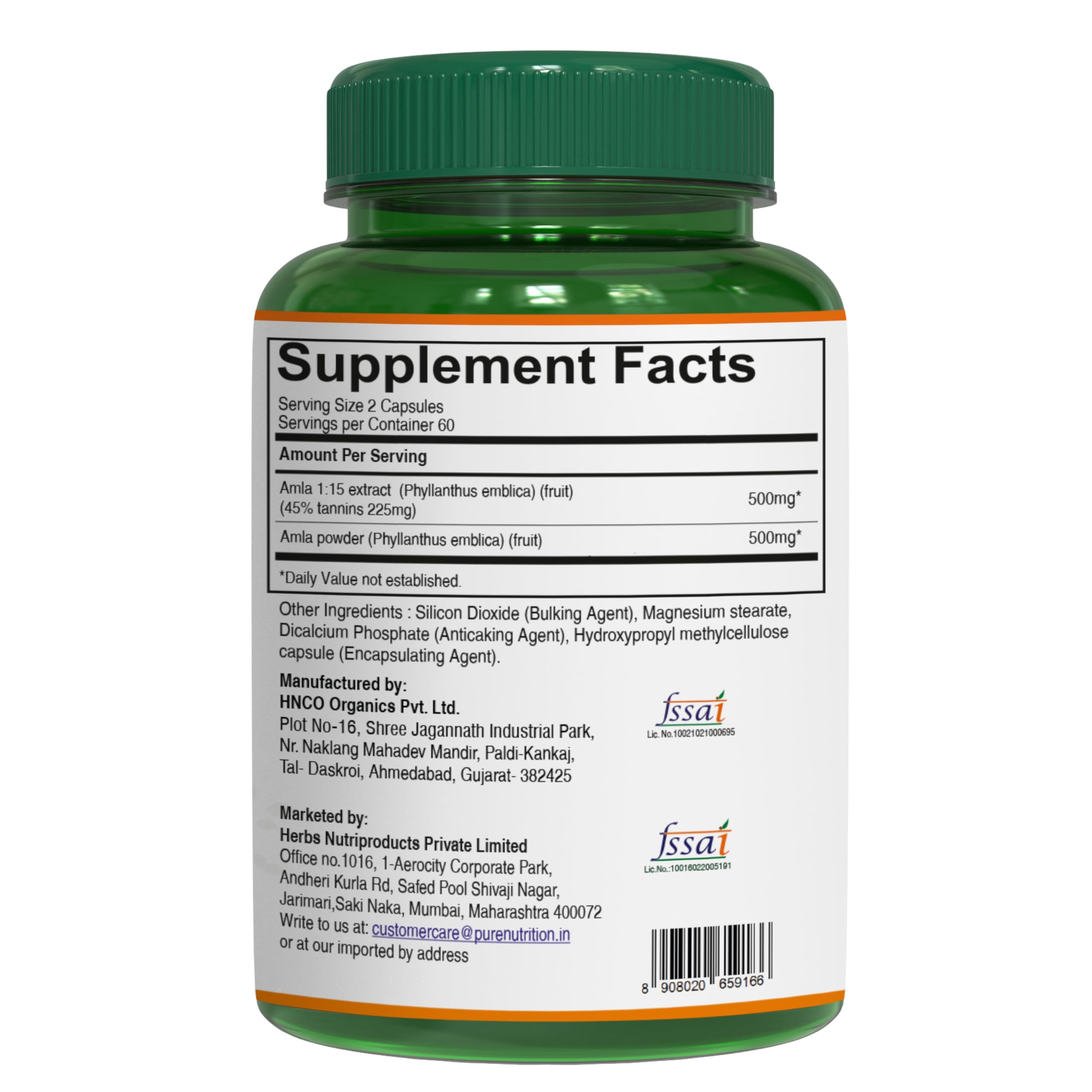 Pure Nutrition Amla Extract: envase junto a una cuchara para dosificación