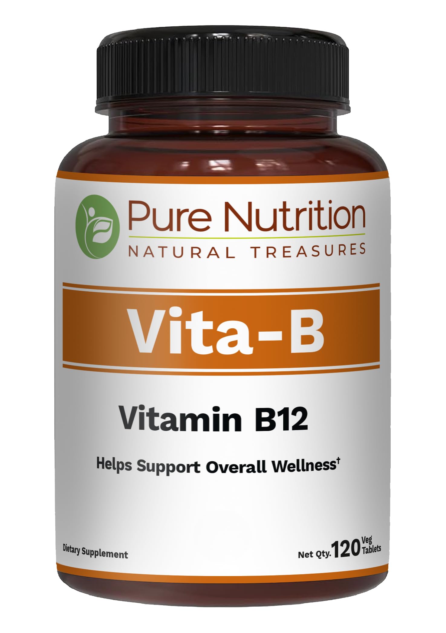 Pure Nutrition B12 tabletas vegetales, apoyo al metabolismo diario.