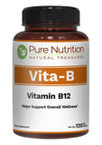 Pure Nutrition B12 tabletas vegetales, apoyo al metabolismo diario.