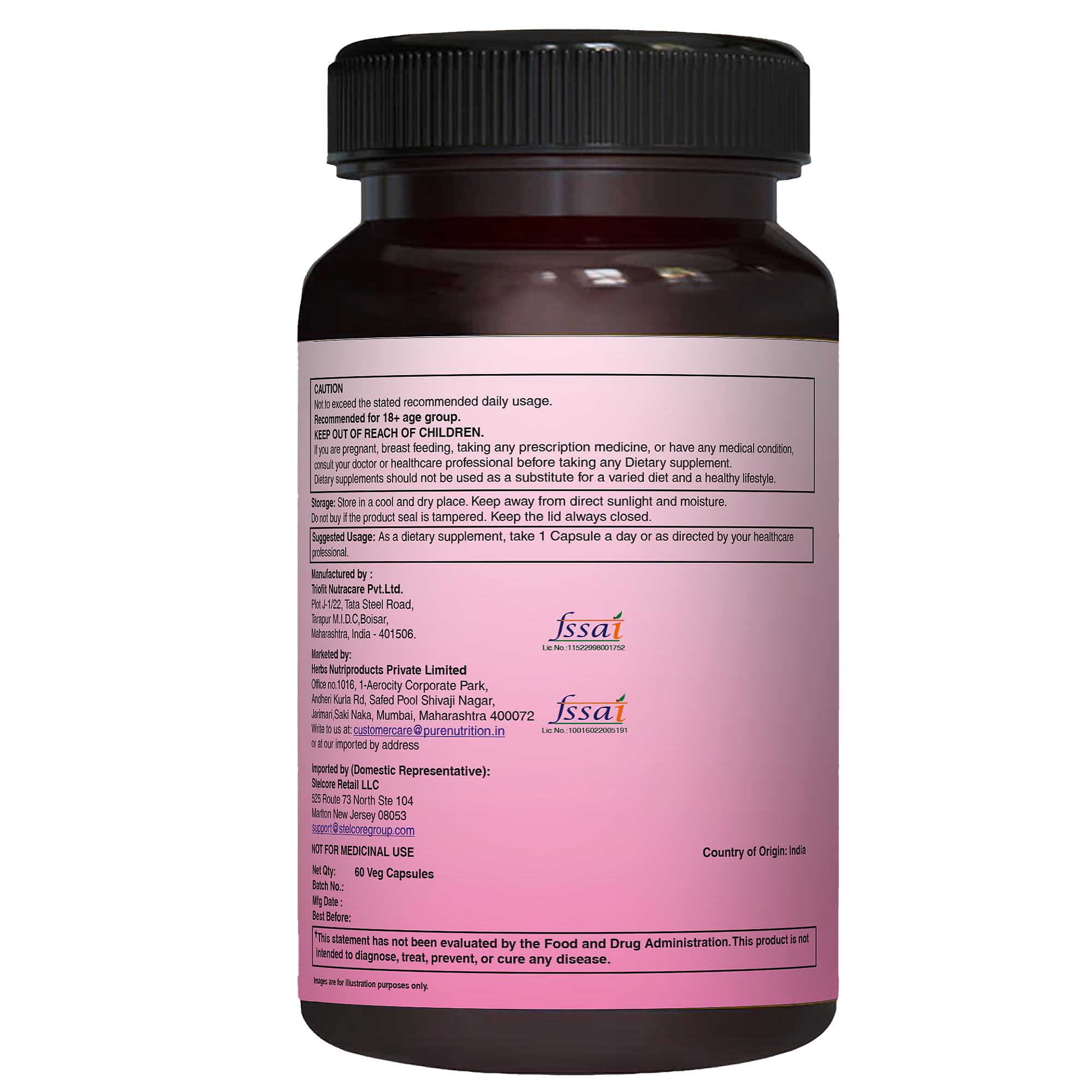 Etiqueta limpia de Pure Nutrition Natural Treasures para consumo diario.