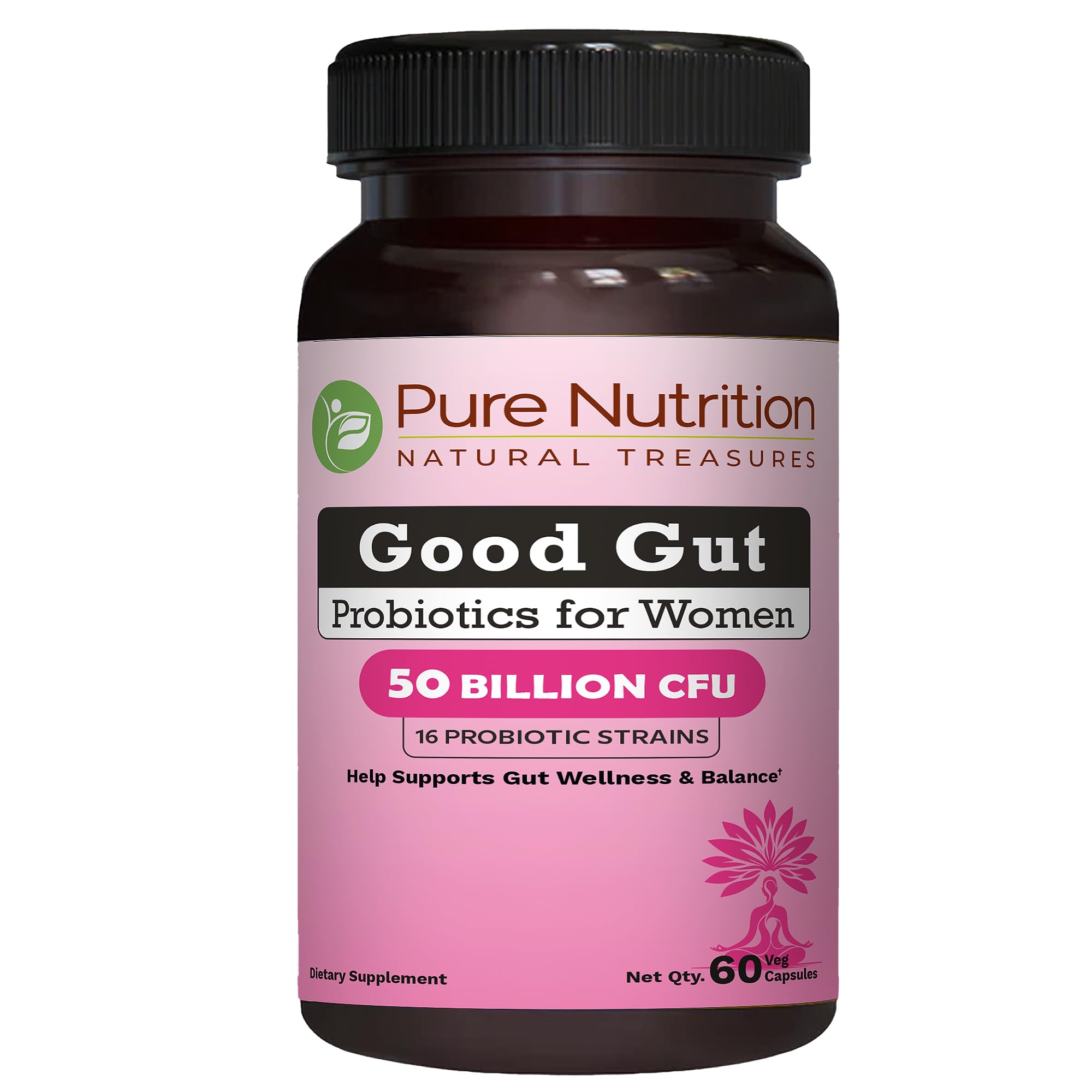 Pure Nutrition Natural Treasures Good Gut, bote de cápsulas, apoyo digestivo para mujeres.