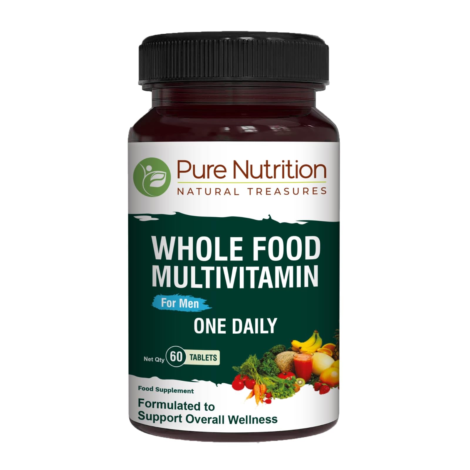 Pure Nutrition Natural Treasures multivitamínico para hombres en botella, apoyo diario de vitaminas