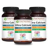 Frasco de PURE NUTRITION NATURAL TREASURES Ultra Calcium para complementar la ingesta diaria de calcio.