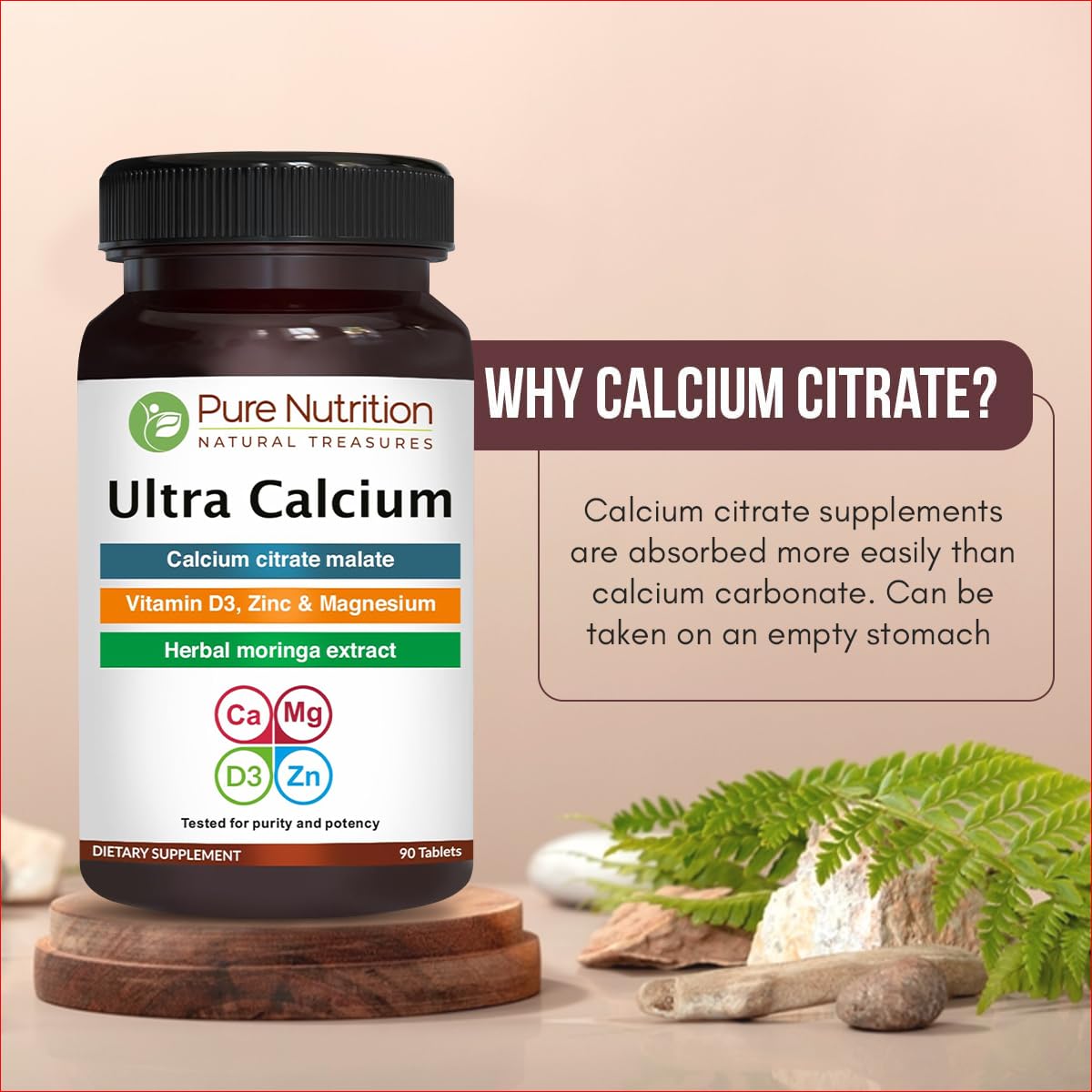 Pure Nutrition Natural Treasures vitamina D3 y K2, complemento para la ingesta diaria de calcio.