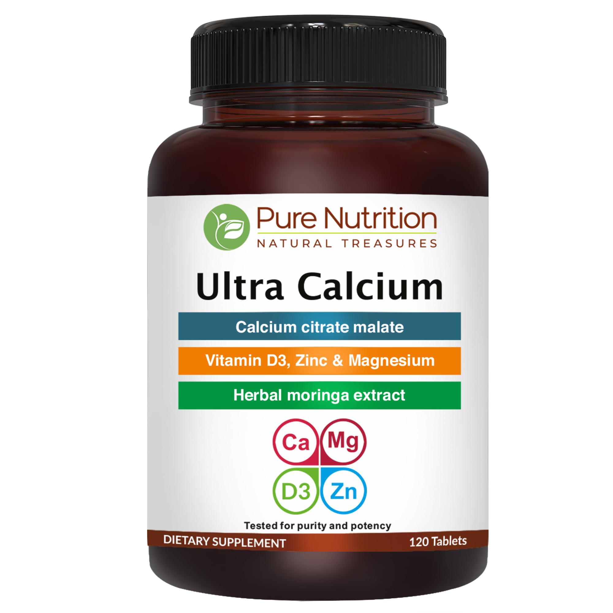 Pure Nutrition Ultra Calcio 1000mg, botella lista para tomar tras las comidas.