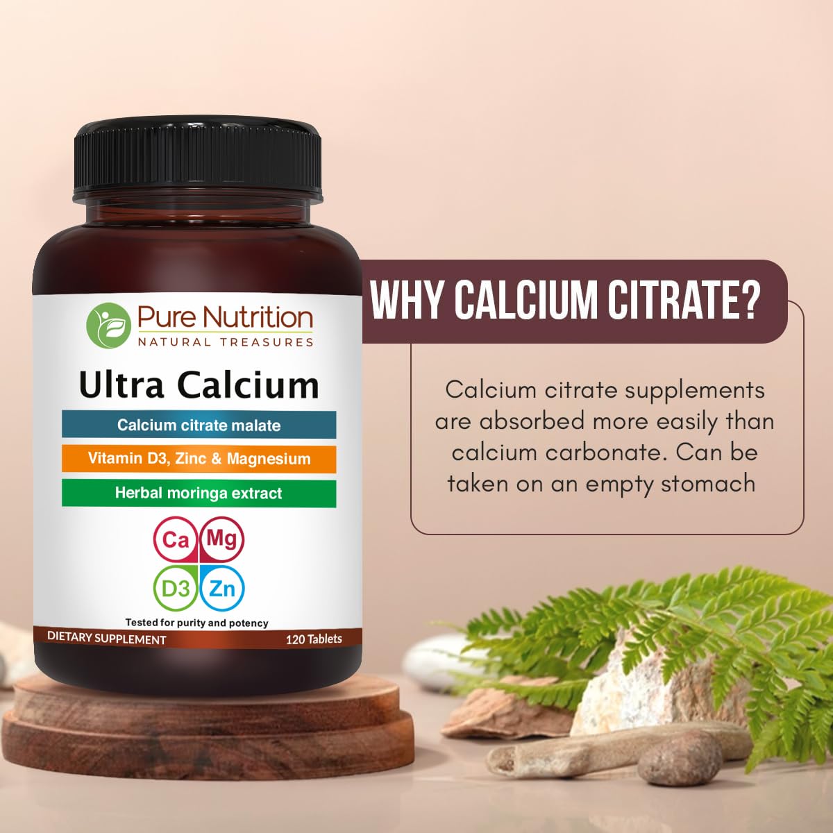 Ultra Calcio con D3 y K2 para complementar la ingesta diaria.