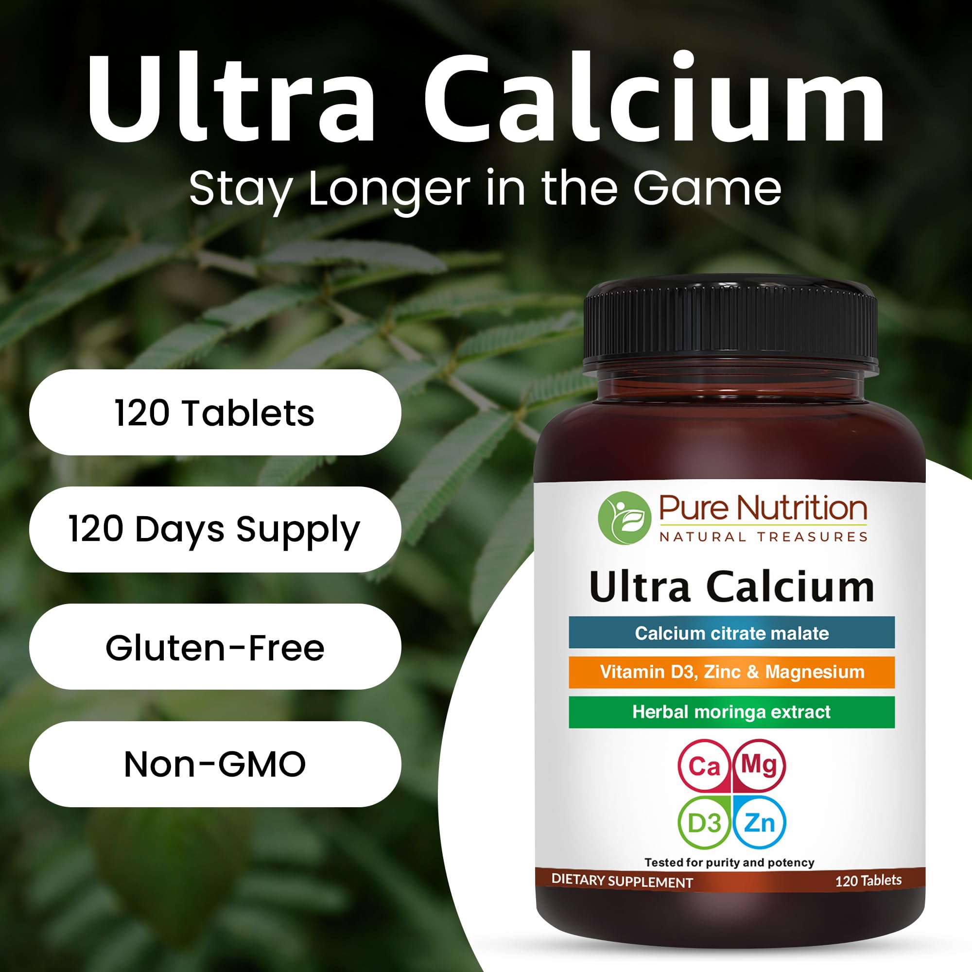 Moringa Oleifera y magnesio en Ultra Calcio para nutrientes esenciales.