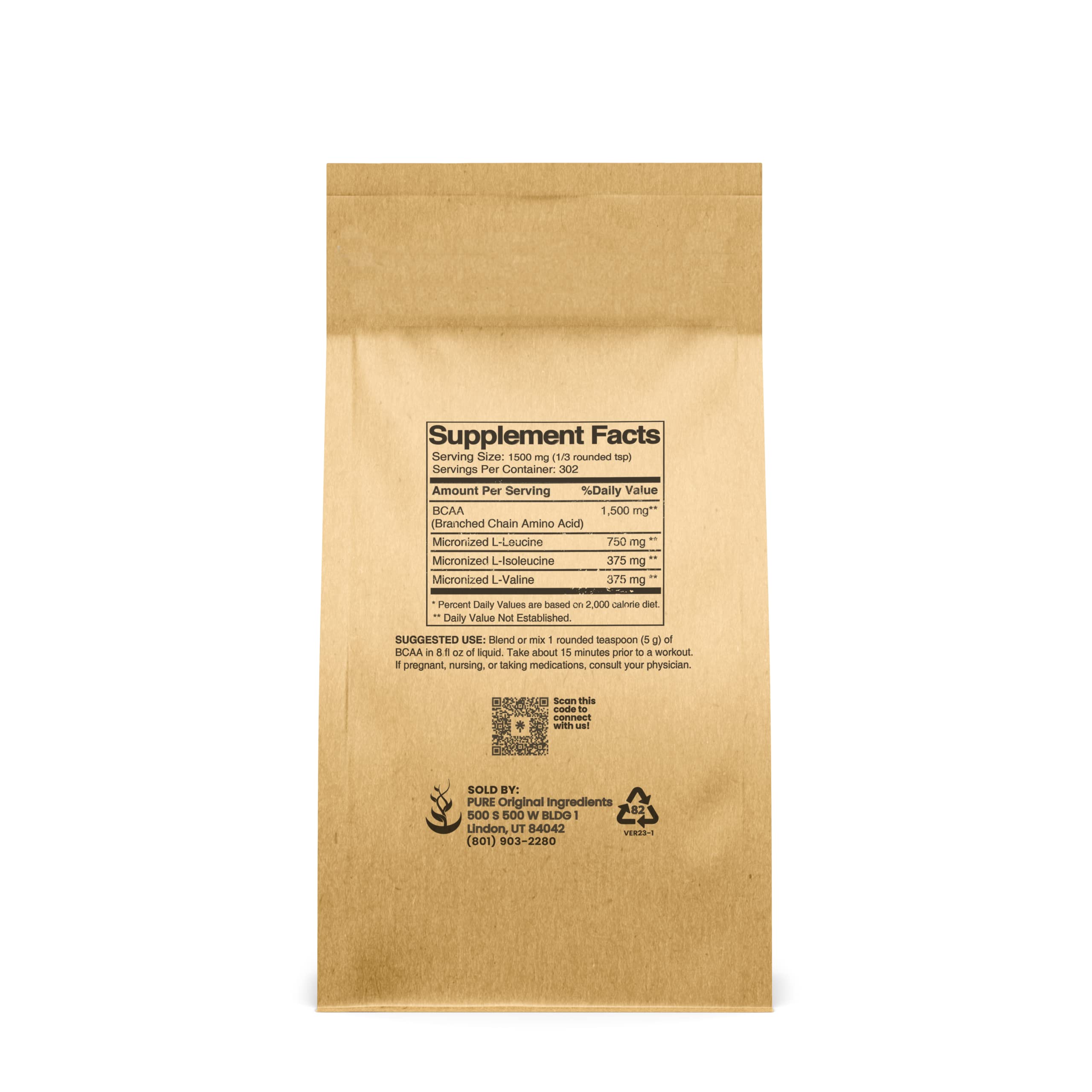 Pure Original Ingredients BCAA para entrenamiento, útil durante la sesión.