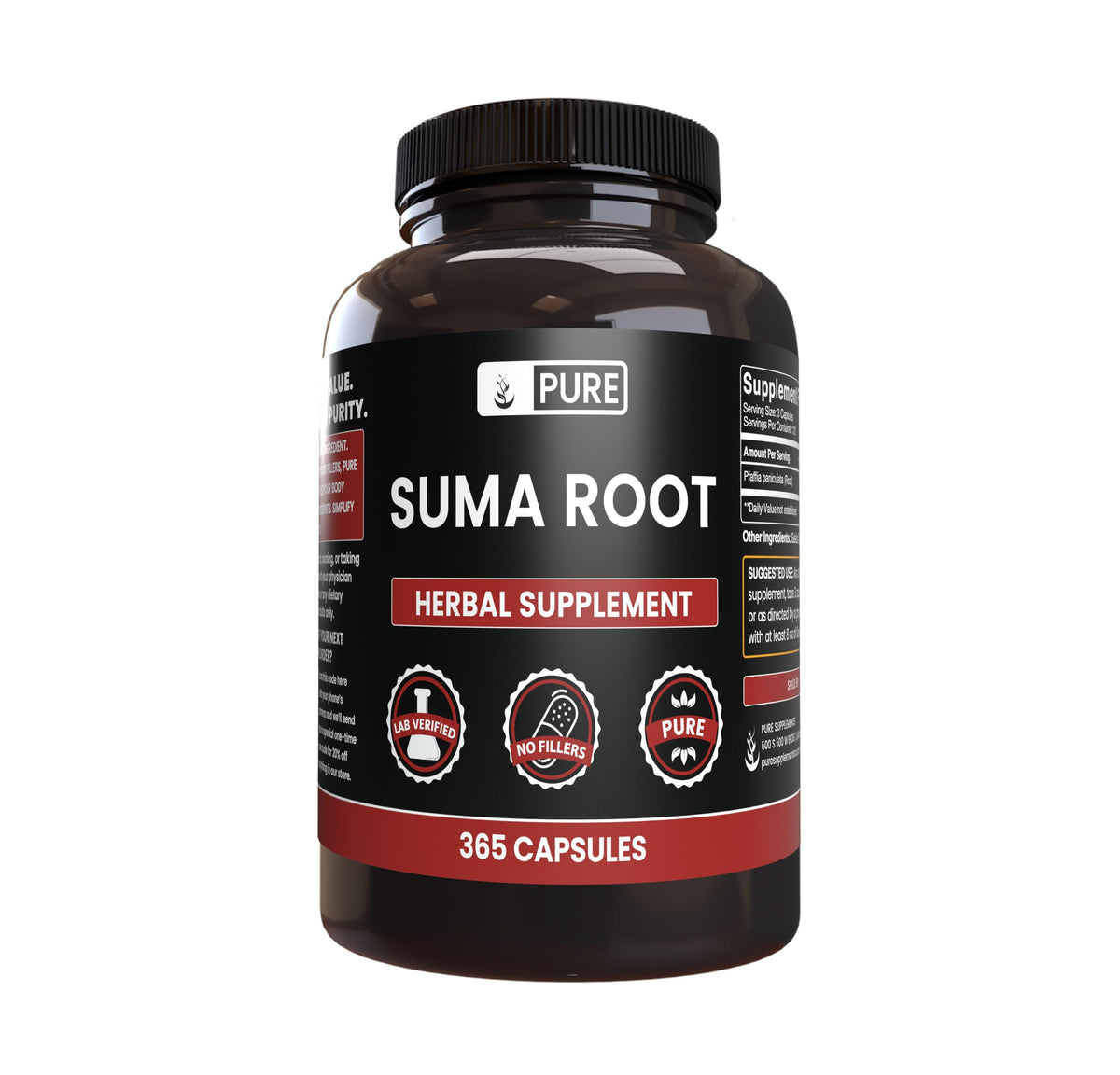 PURE ORIGINAL INGREDIENTS Suma raíz cápsulas, uso diario posible para bienestar general
