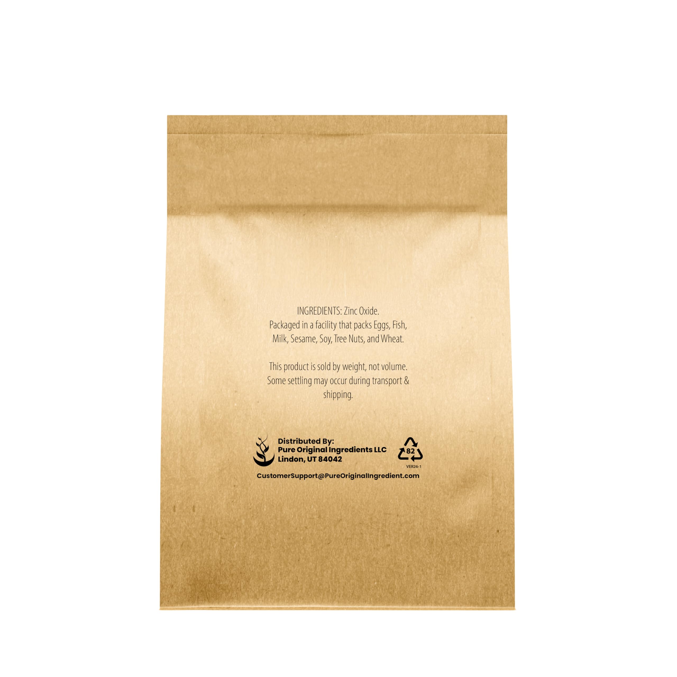Pure Original Ingredients Zinc Oxide polvo en bote para formulaciones seguras.