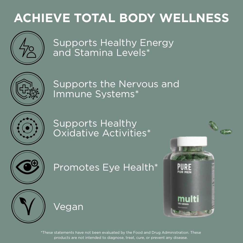Pure for Men etiqueta limpia sin gluten ni colorantes artificiales