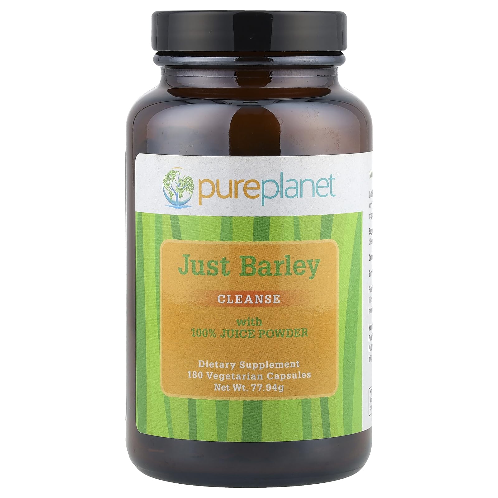 Pure Planet Cebada Pura, envase de cápsulas para energía sostenida y bienestar.