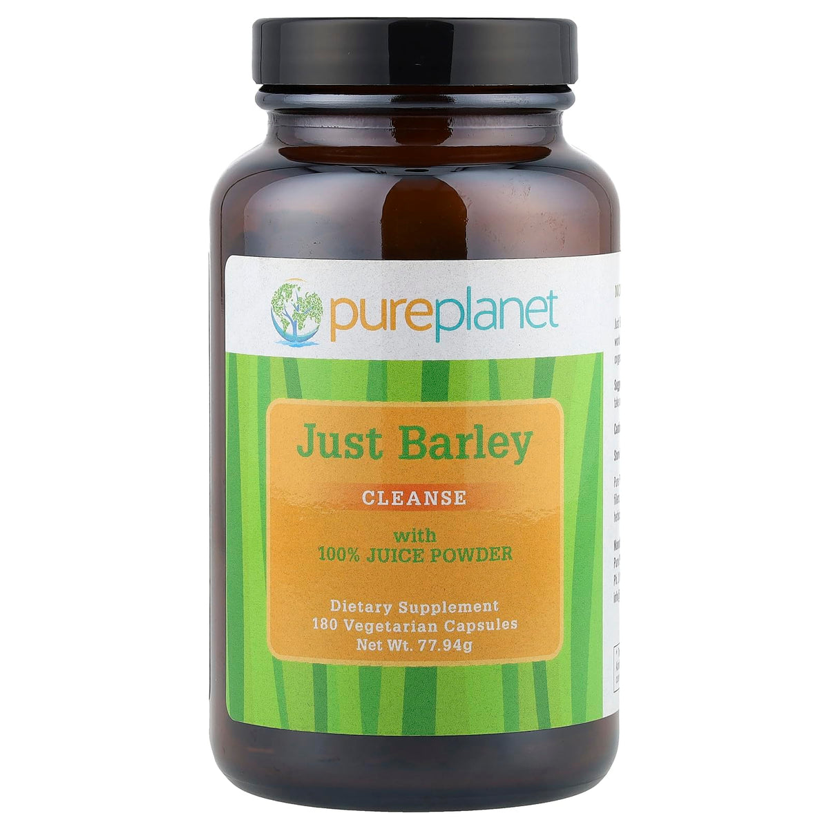 Pure Planet Cebada Pura, envase de cápsulas para energía sostenida y bienestar.