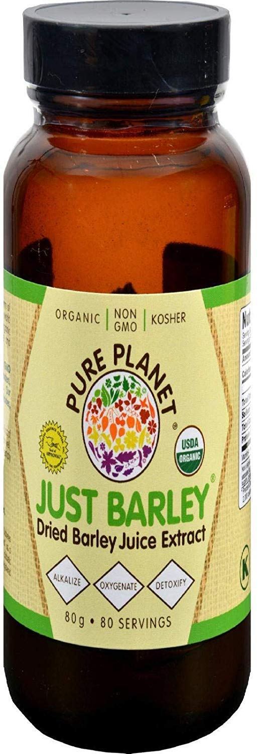 PURE PLANET Just Barley polvo de cebada, se mezcla fácilmente en batidos para desayunos.