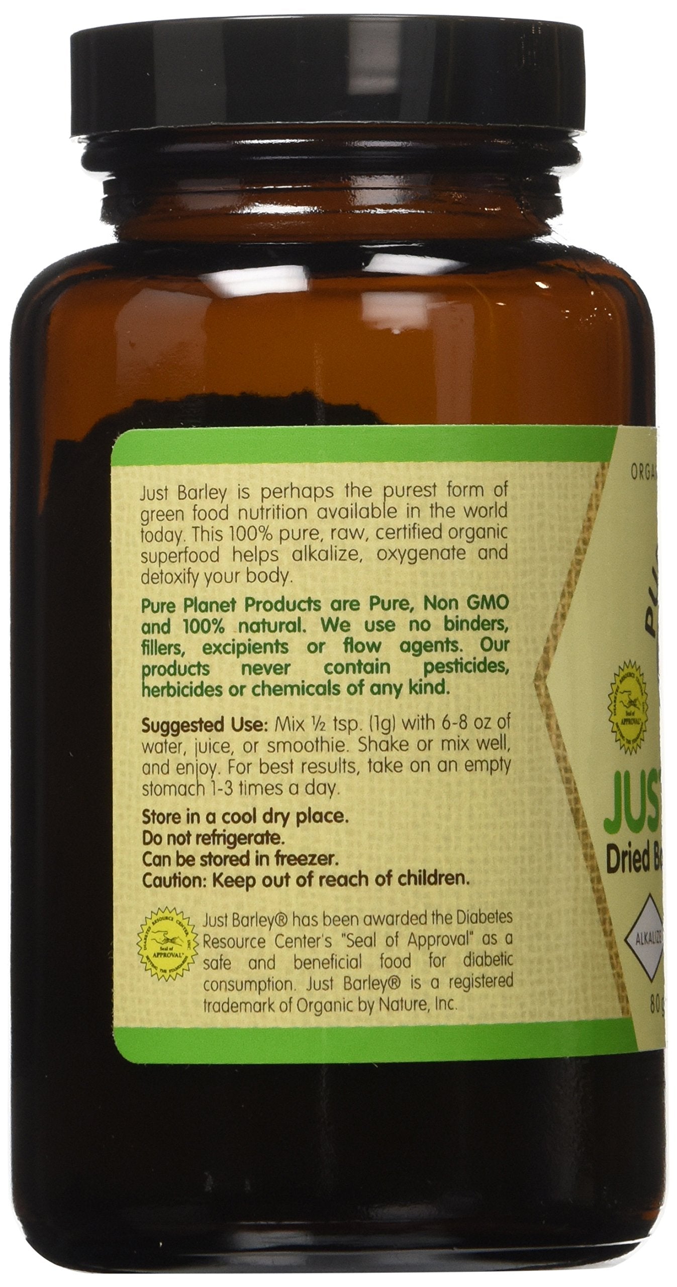 Pure Planet Just Barley polvo verde en cuenco; apoya una dieta equilibrada.