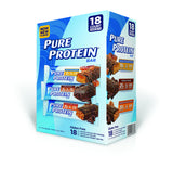 Barra Pure Protein con chocolate y cacahuete, snack rico en proteína para energía diaria.