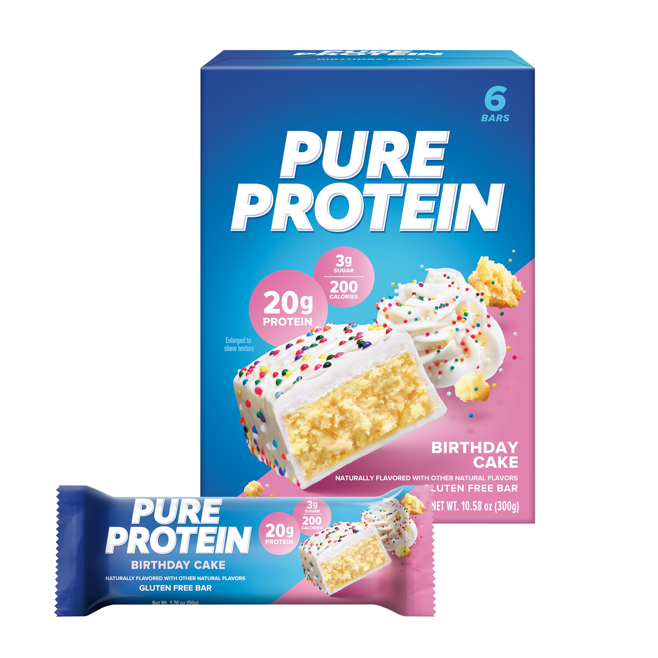 Barras Pure Protein Pastel Cumpleaños: sabor clásico y proteína para energía diaria.