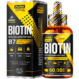 Gotas PURE RESEARCH biotina-colágeno, vertido de botella para cabello saludable.