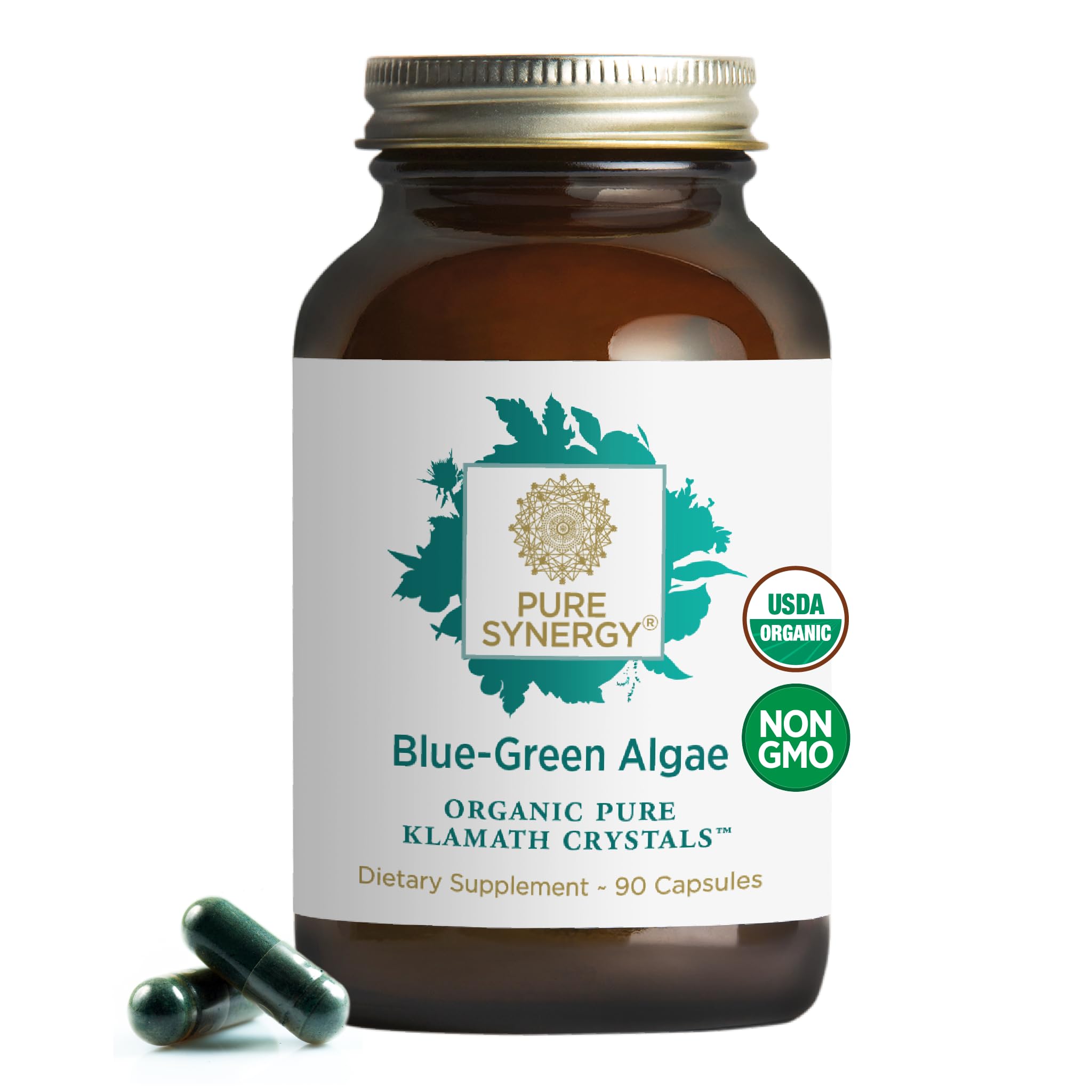 PURE SYNERGY cápsulas de algas azul-verde en frasco para energía sostenida