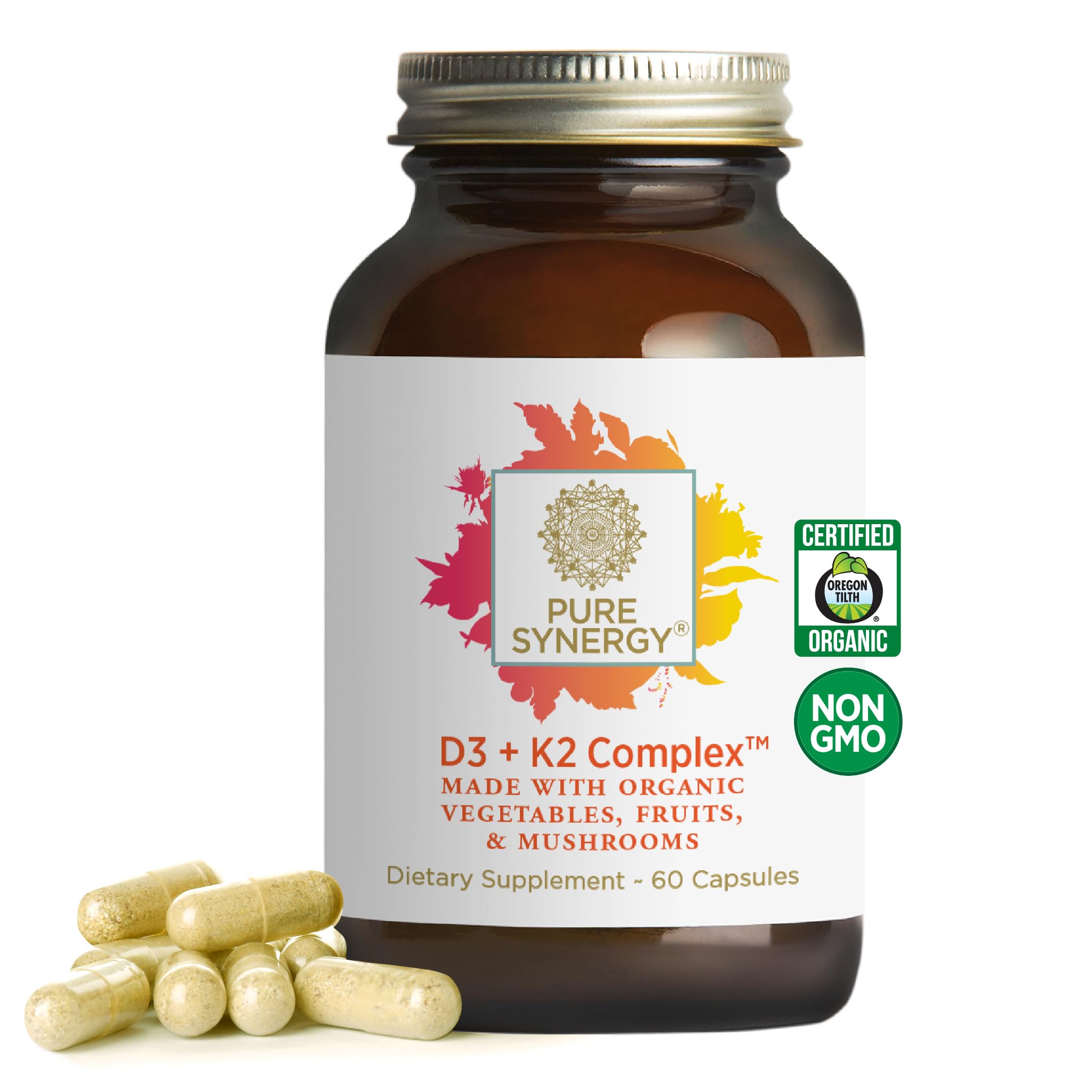 PURE SYNERGY D3 K2 Complejo, botella: apoyo para huesos y bienestar general.