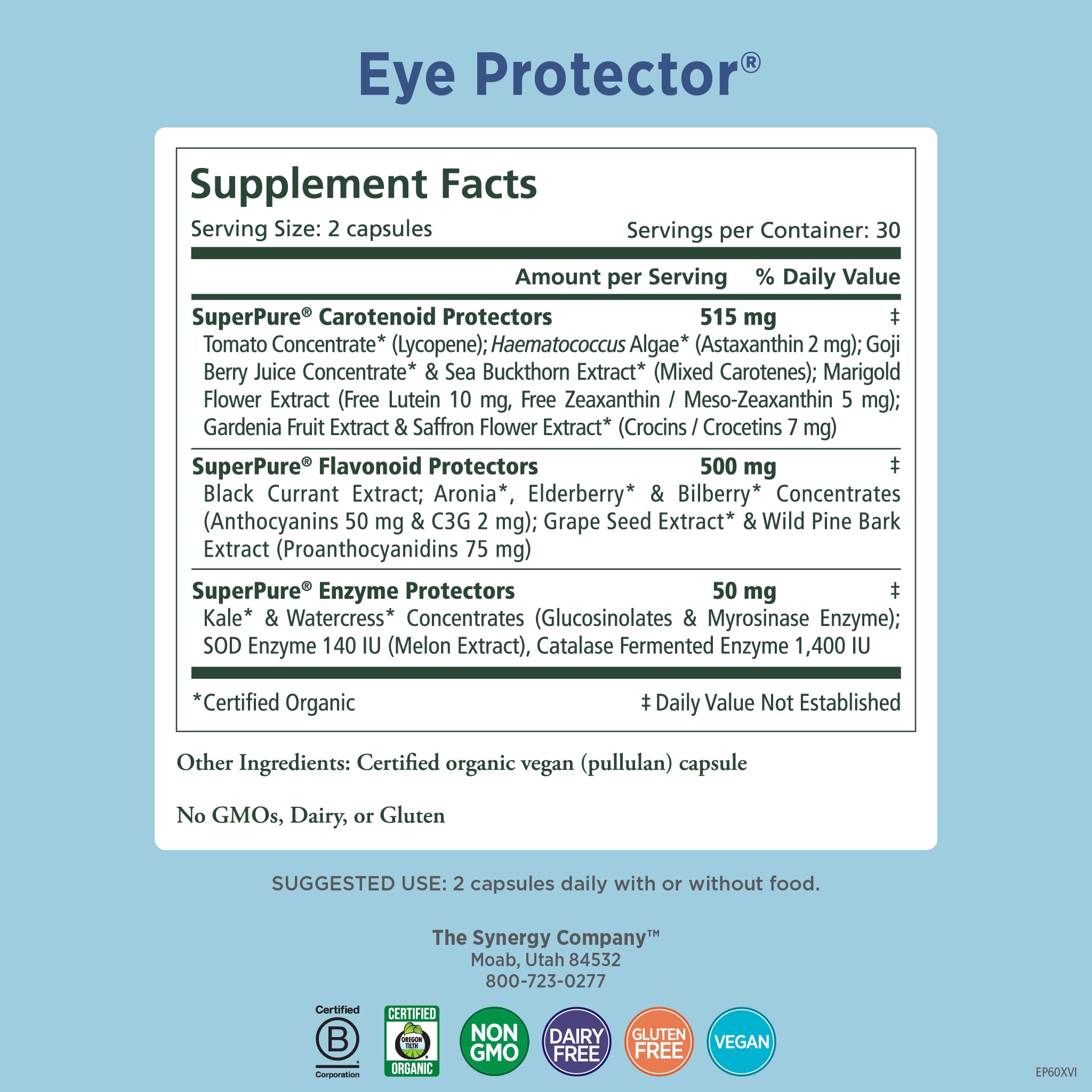 Cápsulas de PURE SYNERGY Protector ocular para apoyo visual