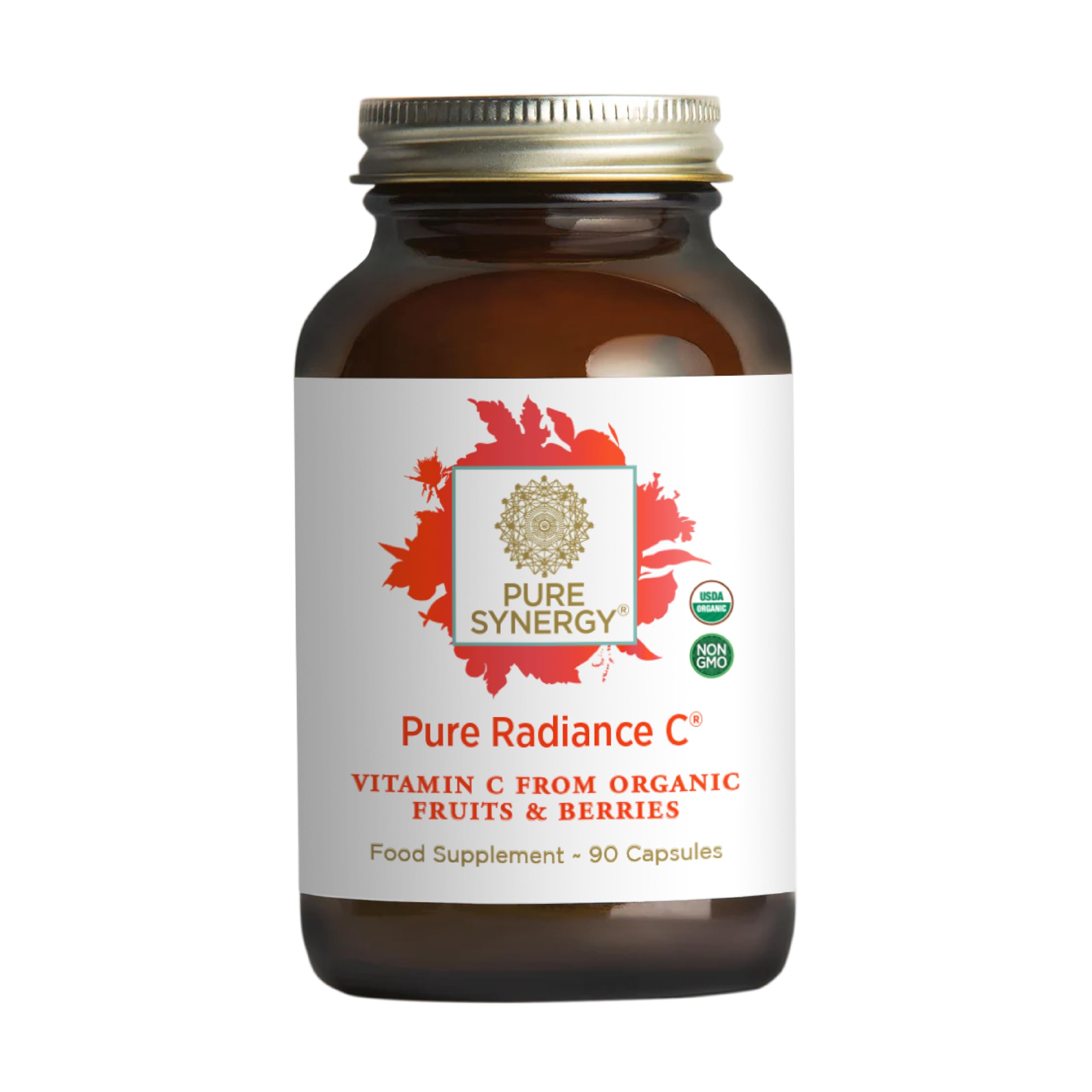 PURE SYNERGY Pure Radiance C botella en mano, suplemento diario para piel y defensa natural.