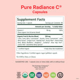 PURE SYNERGY Pure Radiance C cápsulas en bote, mezcla de camu camu y pitahaya para energía saludable.