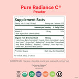 PURE SYNERGY Pure Radiance C etiqueta destacando ingredientes orgánicos y origen vegetal