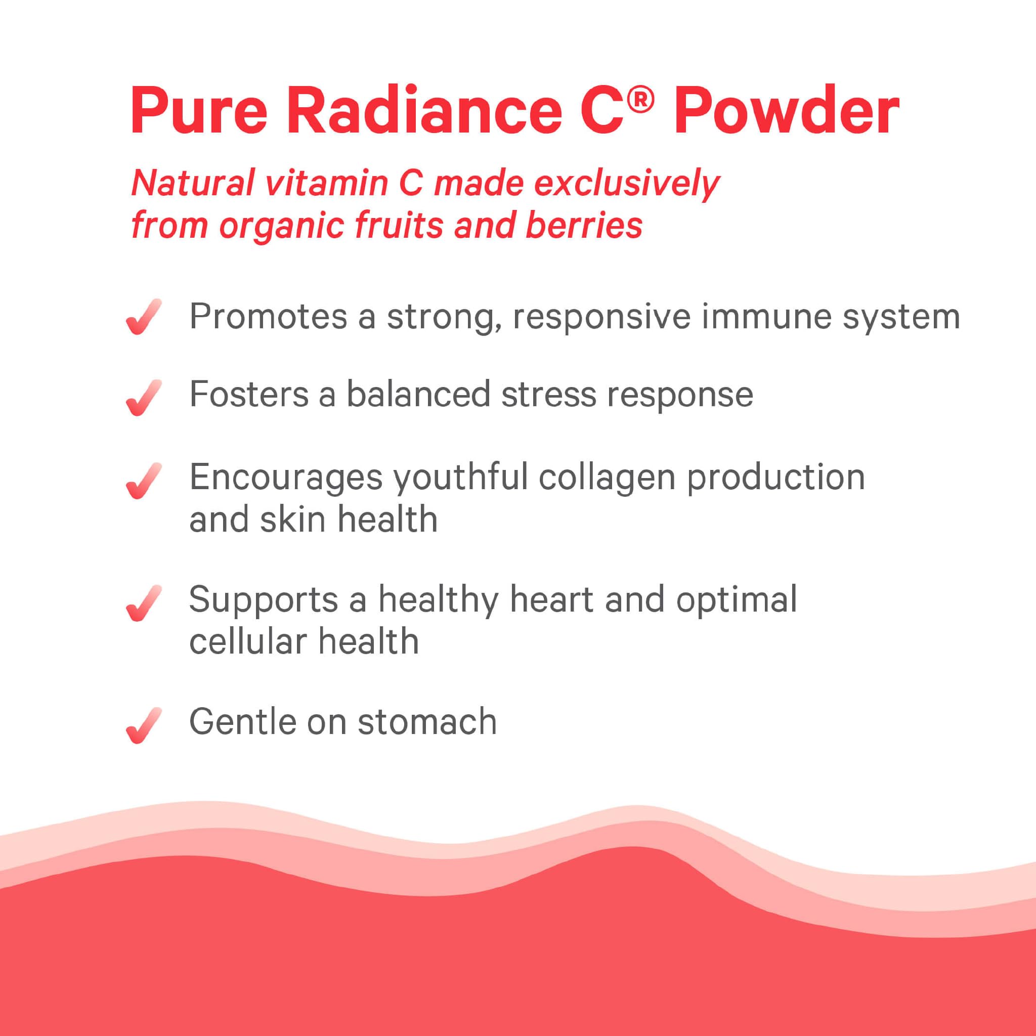 PURE SYNERGY Pure Radiance C polvo dispersándose en agua para beber