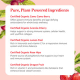 PURE SYNERGY Pure Radiance C en vaso con bebida de vitamina C