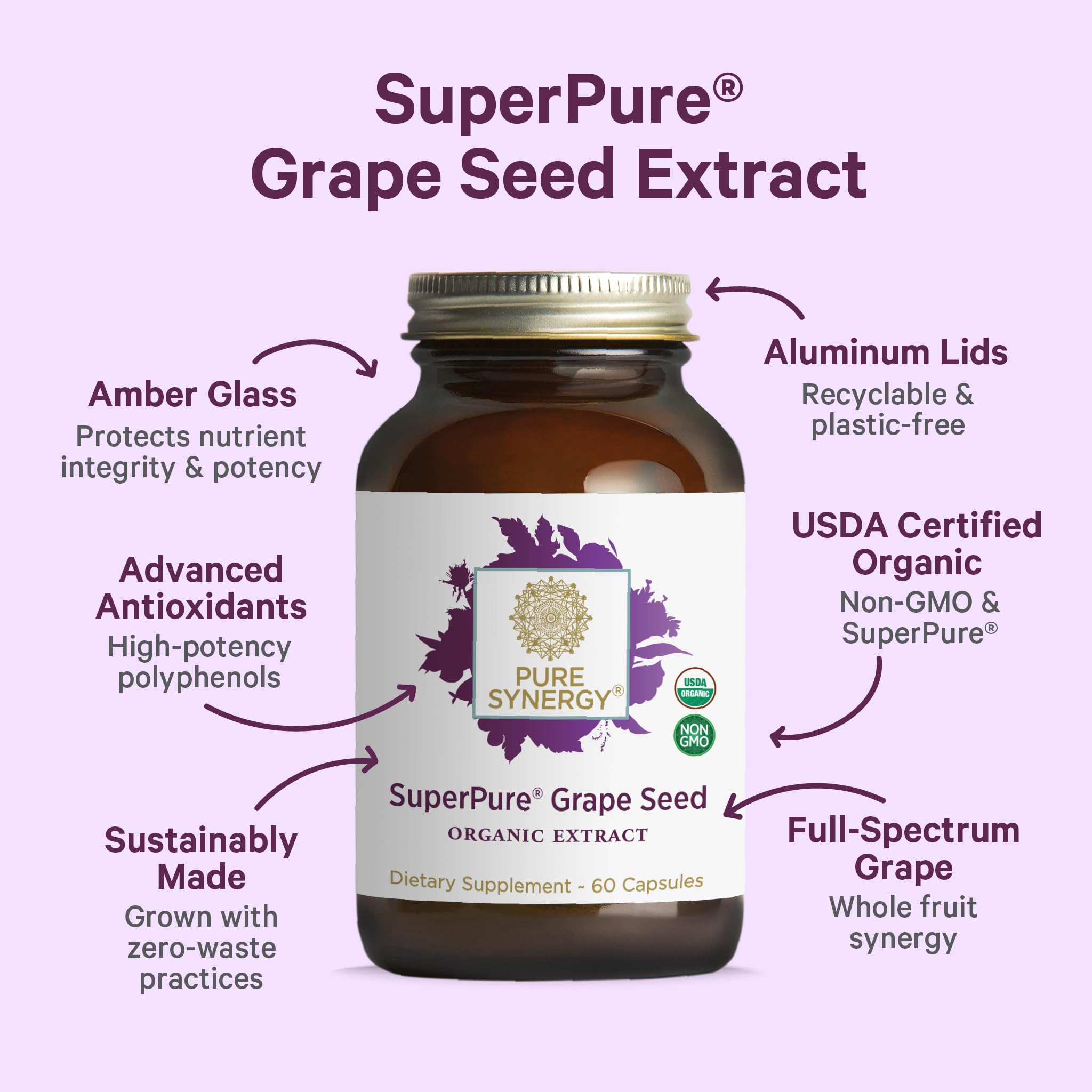 Pure Synergy SuperPure cápsulas, consumo diario cómodo para apoyar la vitalidad.
