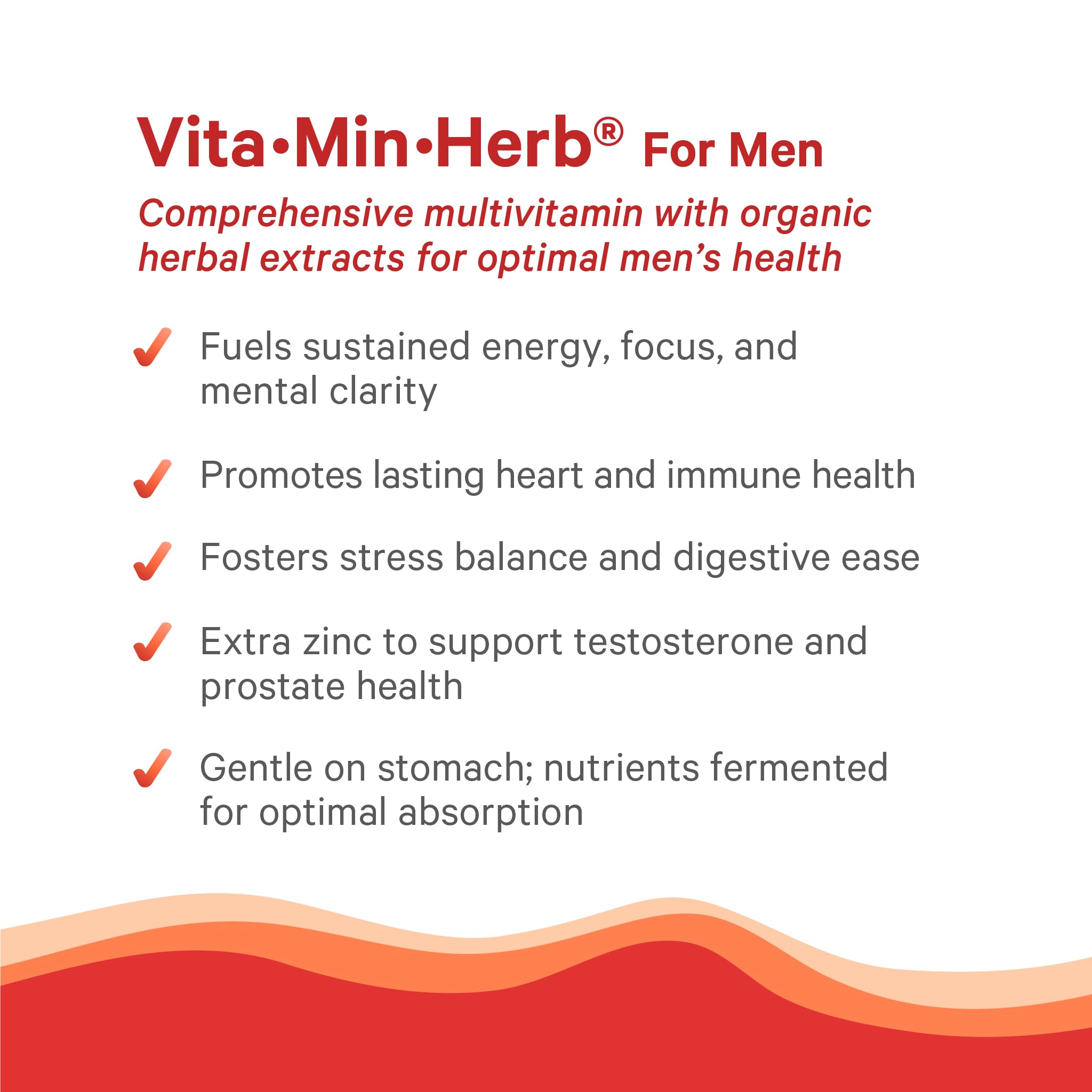 PURE SYNERGY Vita·Min·Herb para Hombre: etiqueta refleja ingredientes orgánicos y pureza.