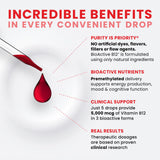 Pure TheraPro BioActive B12: líquido ámbar para absorción rápida.