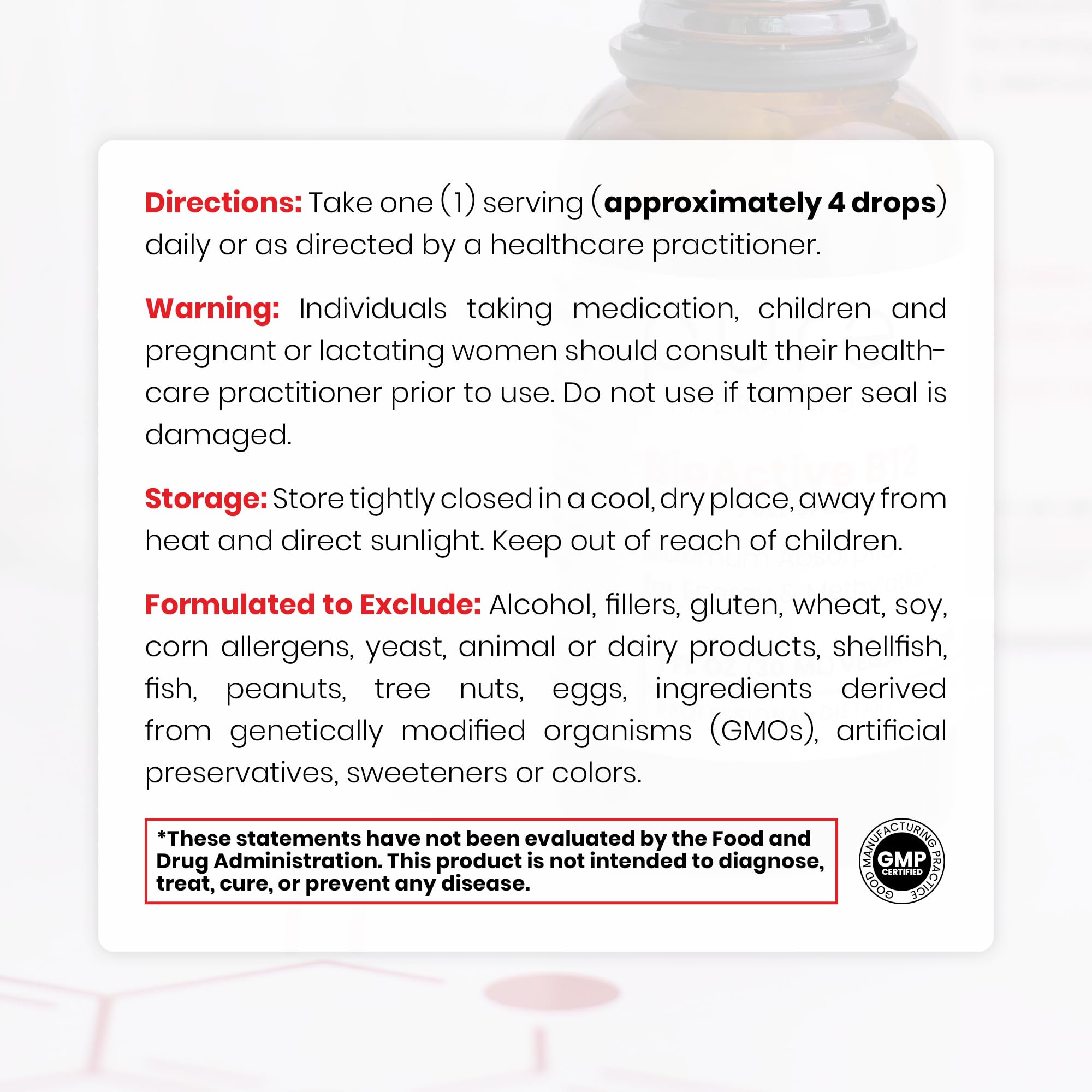 Pure Therapro Rx B12: dosis de 4 gotas por toma