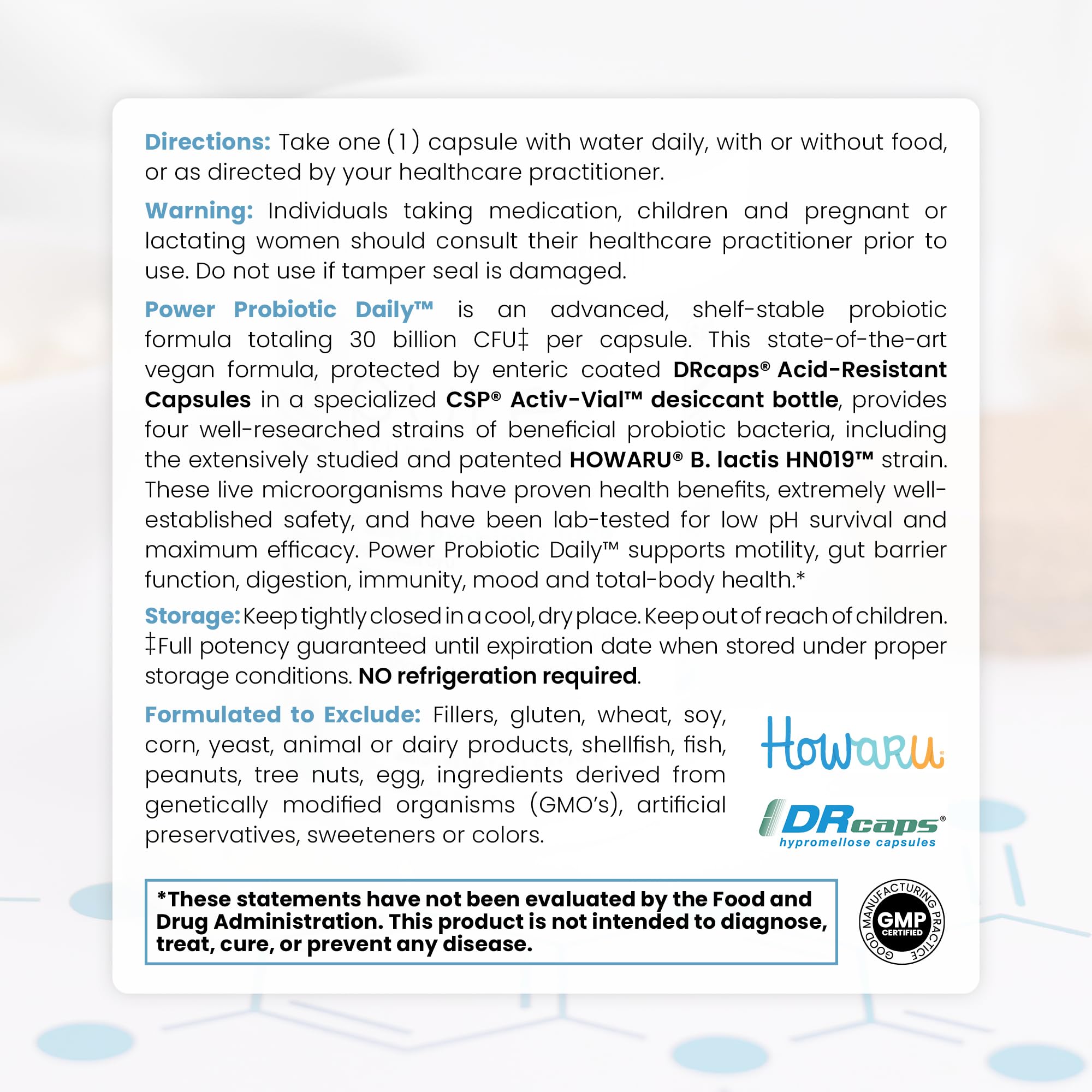 Pure Therapro Rx Power Probiotico Diario: cápsulas resistentes al ácido llegan al intestino.