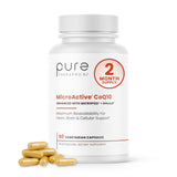 Pure Therapro Rx CoQ10 MicroActive con microPQQ y Shilajit, botella, liberación sostenida para energía diaria.