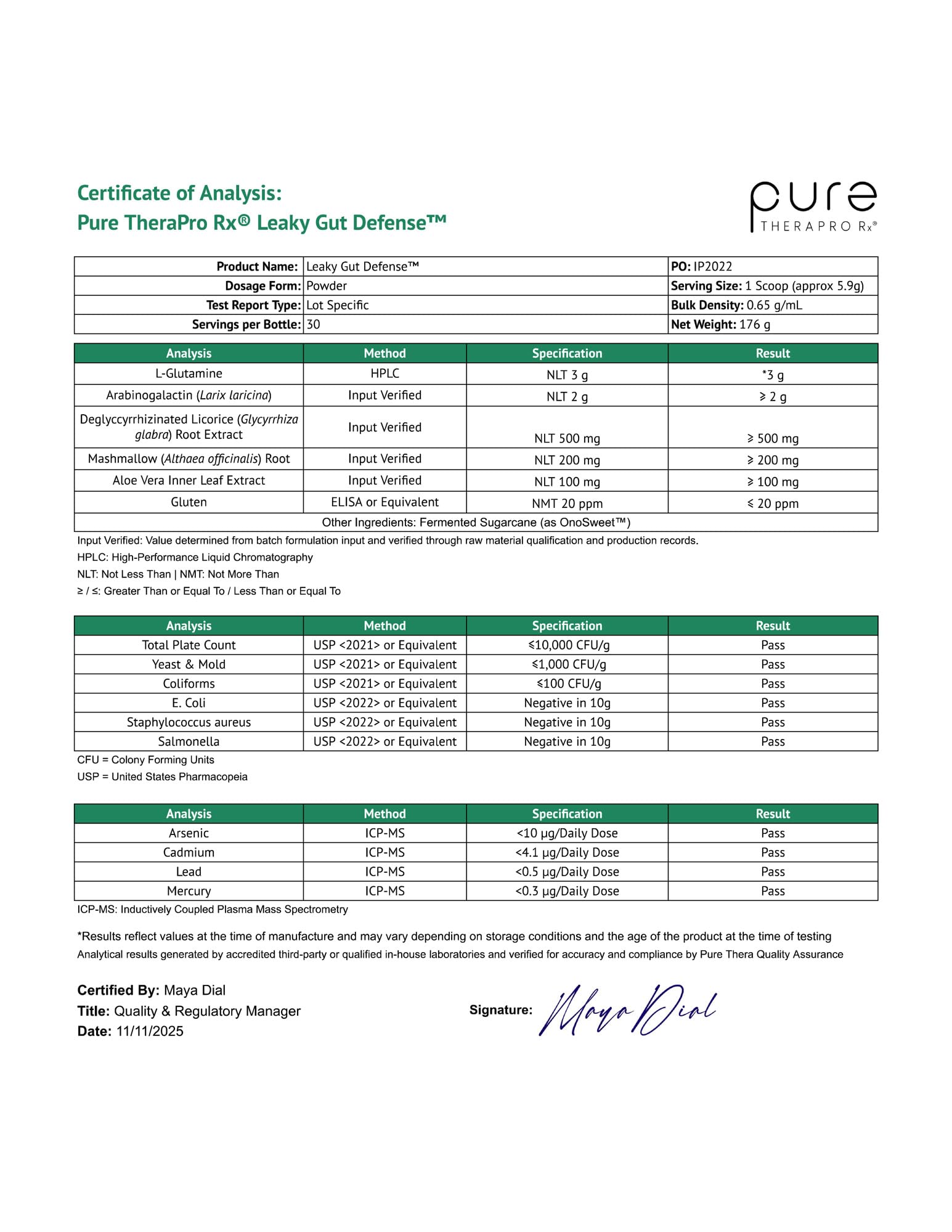 Pure Therapro Rx Leaky Gut Defense, porciones de 30, fácil de incorporar a la rutina.