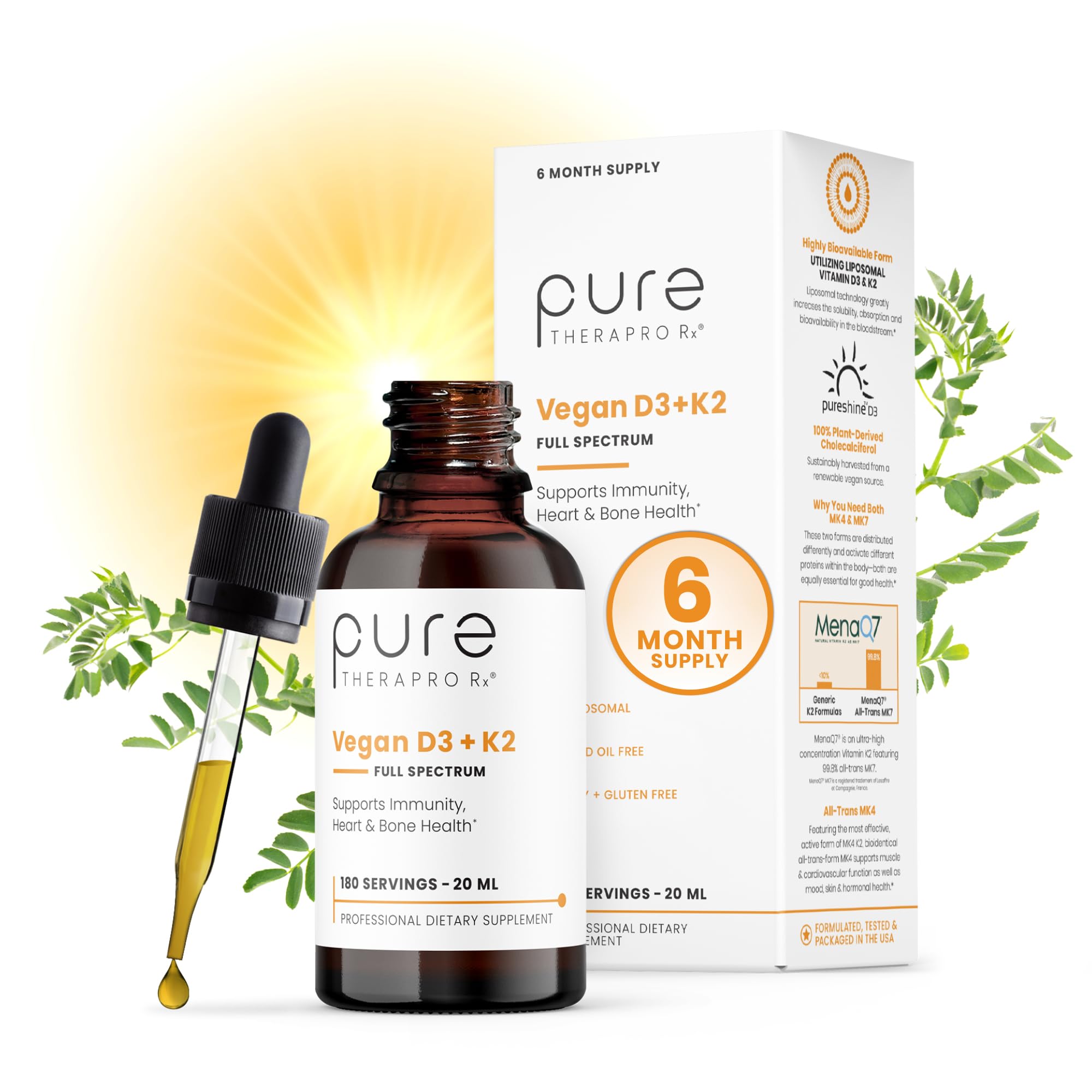 Frasco Pure Therapro Rx liposomal D3 K2 para uso diario y absorción