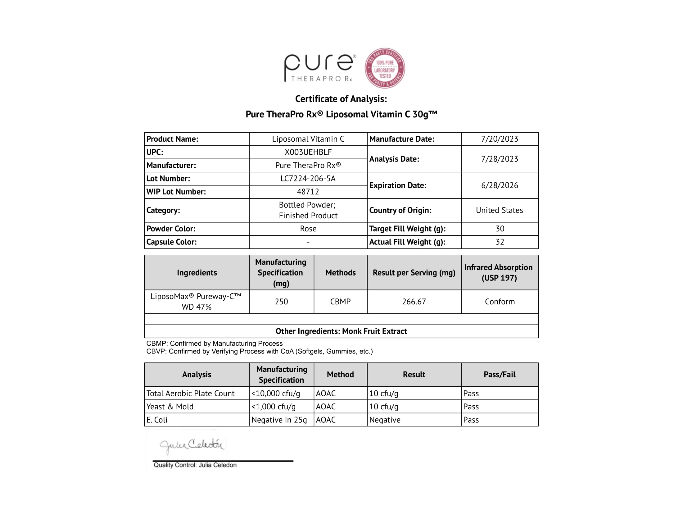 Pure Therapro Rx mano vertiendo polvo liposomal, experiencia de uso diaria.