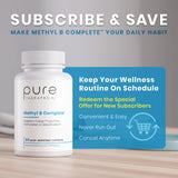 Pure Therapro Rx Methyl B Complete: etiqueta clara con Quatrefolic y B12.