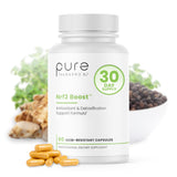 Pure TheraPro Rx Nrf2 Boost: botella con cápsulas veganas para apoyo antioxidante diario.